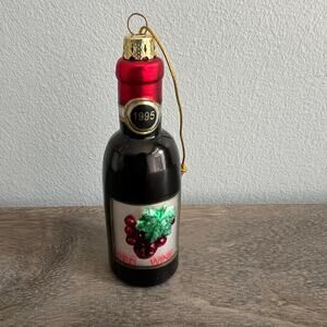 🍭6/$30 Red Wine Bottle Glass Christmas Ornament
